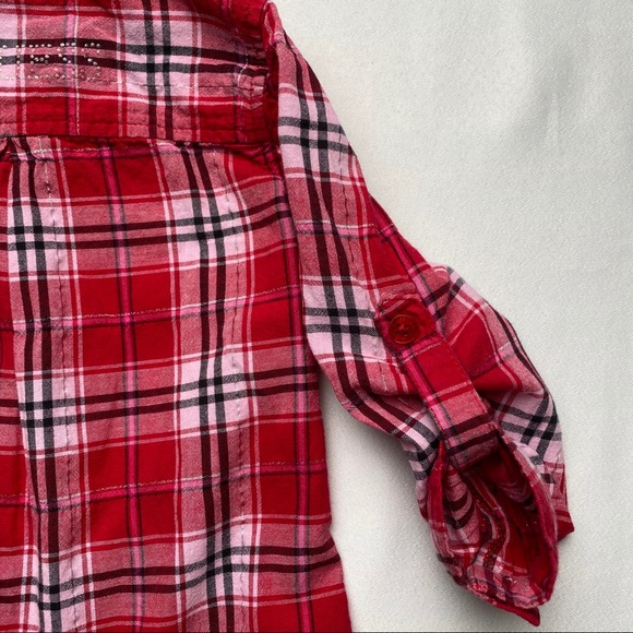 Guess Los Angeles Girls Red/Black Plaid Shirt Sz 3 - Picture 8 of 13